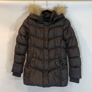 ANDEW Brown Puffer Coat With Genuine Fur Trimmed Hood Women’s Small